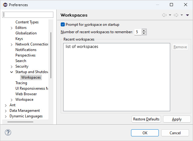 Eclipse workspaces